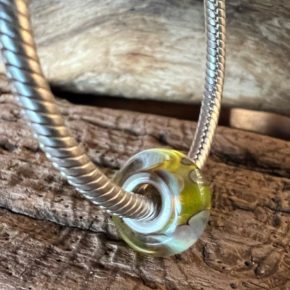 New Authentic Chamilia Charm- Sunrise Sunset Murano Bead Silver Yellow Clouds - Picture 4 of 5